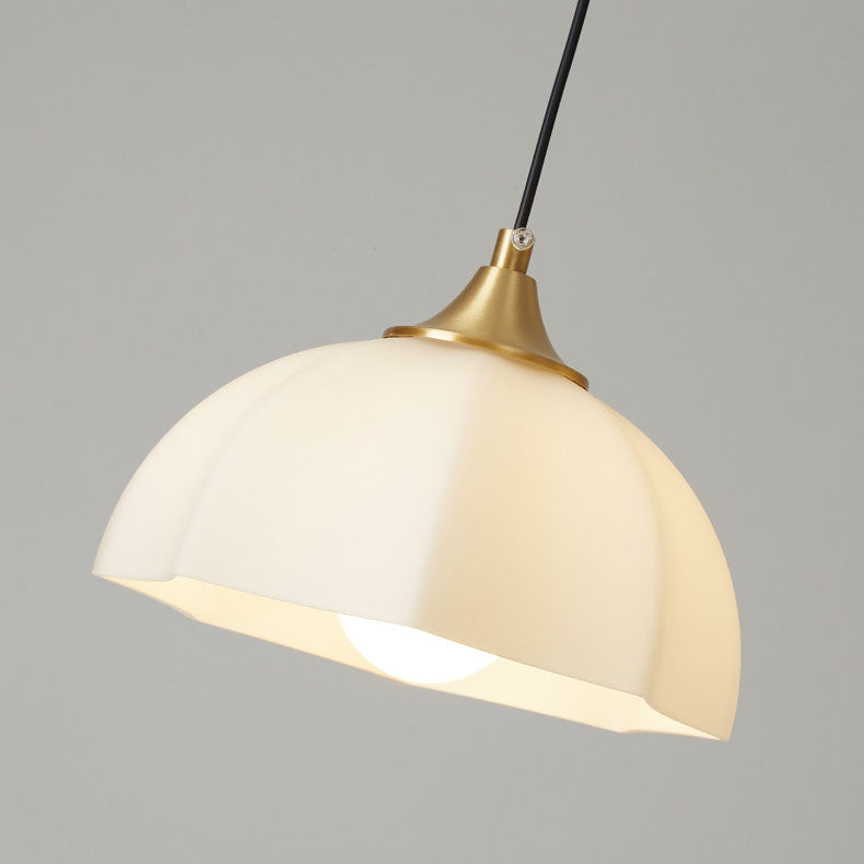 Contemporary Scandinavian Floral All Brass Glass 1/3 Light Island Light Chandelier For Dining Room