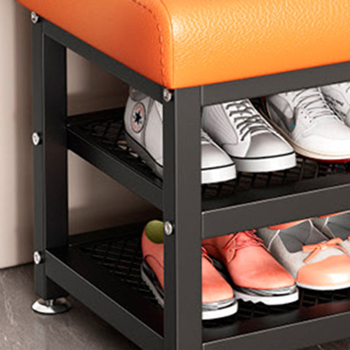 Modern Luxury Rectangle Synthetic Fabric Carbon Steel Shoe Storage 2-Shelf For Entryways