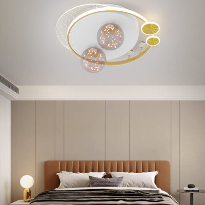 Contemporary Nordic Iron Acrylic Elliptical Star LED Semi-Flush Mount Ceiling Light For Bedroom