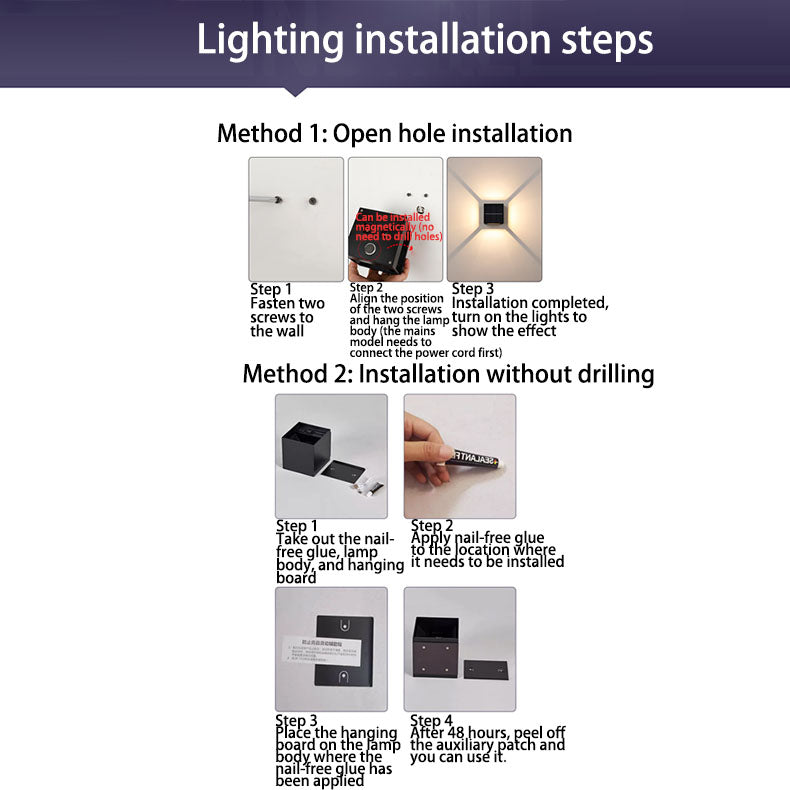 Applique murale LED en aluminium à rayures carrées solaires modernes et minimalistes pour jardin 