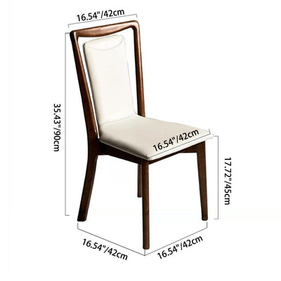 Chaise de salle à manger rectangulaire traditionnelle en bois massif avec dossier en cuir pour salle à manger 
