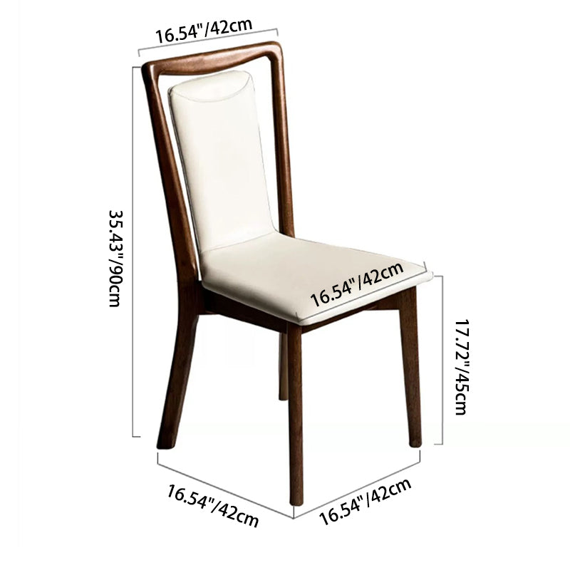 Chaise de salle à manger rectangulaire traditionnelle en bois massif avec dossier en cuir pour salle à manger 