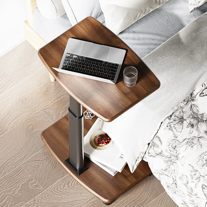 Contemporary Scandinavian Rectangular MDF Carbon Steel Tube Movable End Table 2-Tier For Living Room