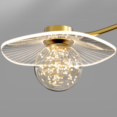 Zeitgenössische kreative Sonnenuntergang Projektion Hardware Lotusblatt Acryl LED Kronleuchter für Wohnzimmer 