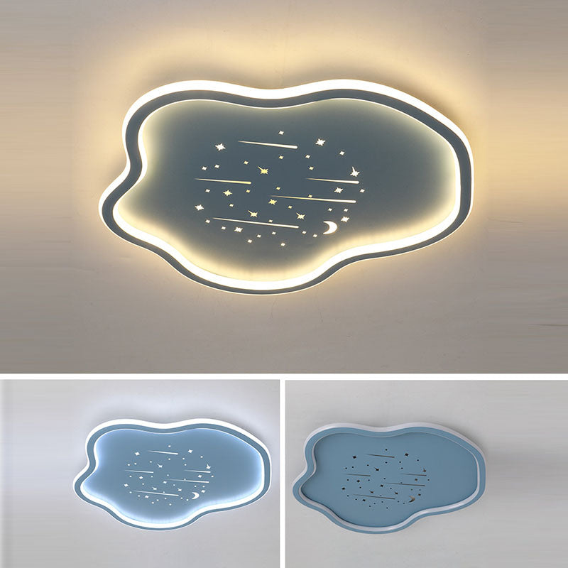 Contemporary Creative Kids Cloudy Iron Silicone LED Flush Mount Ceiling Light For Bedroom