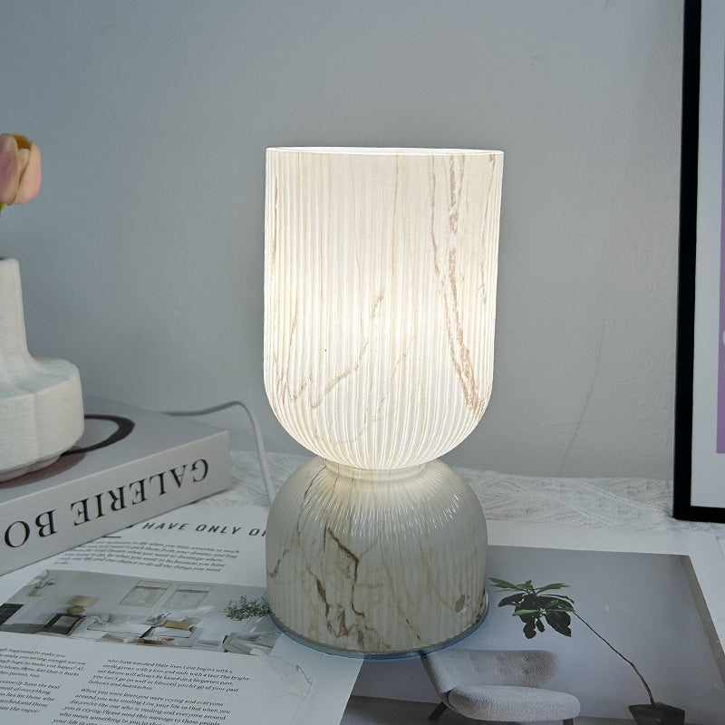 Lampe de table moderne minimaliste en verre cylindre avec entonnoir 1 lumière pour chambre 