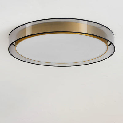 Zeitgenössische nordische Eisen-Messing-Acryl-runde LED-Unterputz-Deckenleuchte für Wohnzimmer 