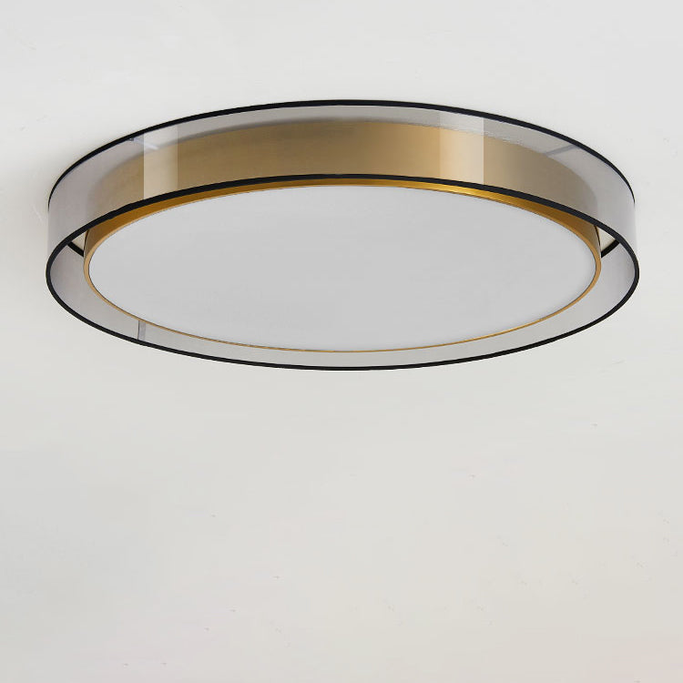 Zeitgenössische nordische Eisen-Messing-Acryl-runde LED-Unterputz-Deckenleuchte für Wohnzimmer 