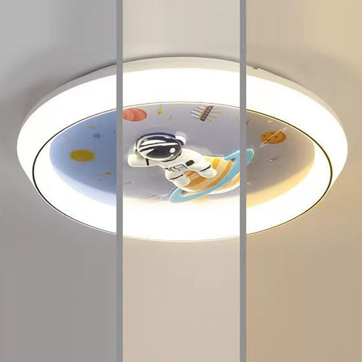 Plafonnier LED rond en acrylique, fer et résine pour enfants moderne et minimaliste pour chambre à coucher 