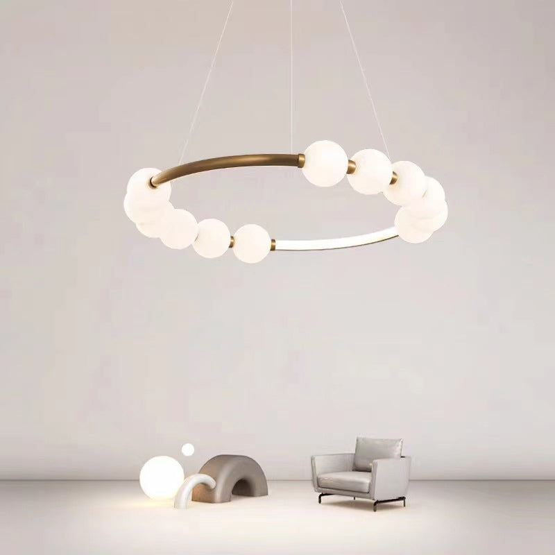 Lustre LED en aluminium et verre rond minimaliste moderne pour salon 