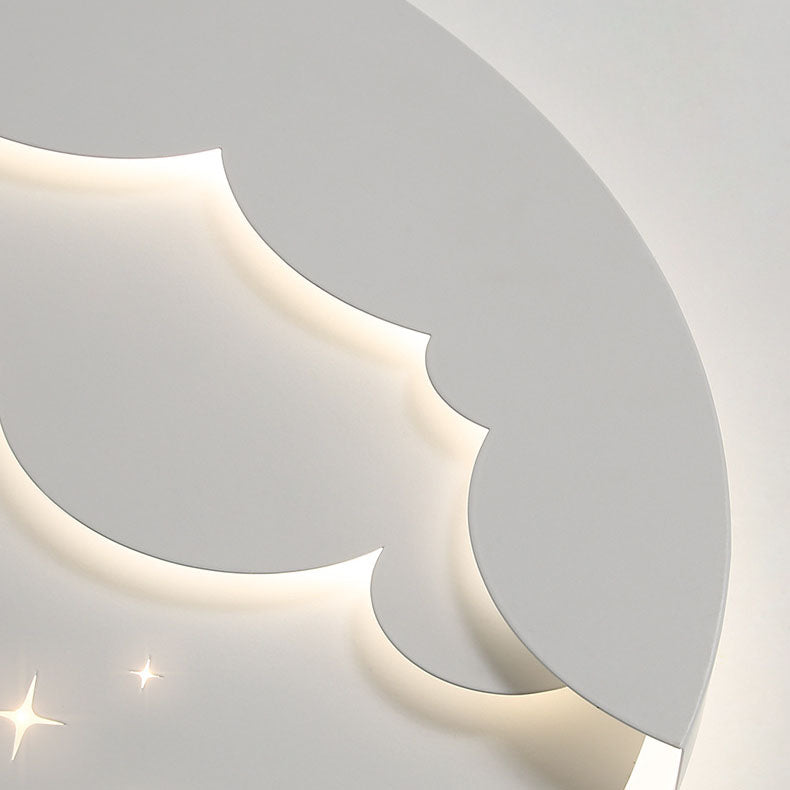 Modern Simplicity Round Moon Iron Aluminum Acrylic LED Flush Mount Ceiling Light For Bedroom