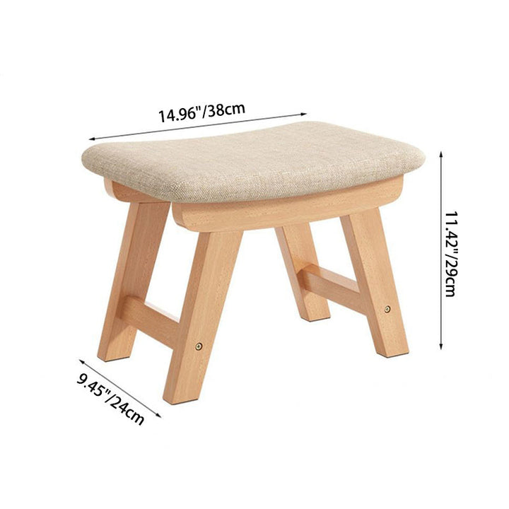 Moderner minimalistischer quadratischer Schuhbank-Hocker aus Kautschukholz mit Baumwoll-Leinen-Kissen für das Wohnzimmer 