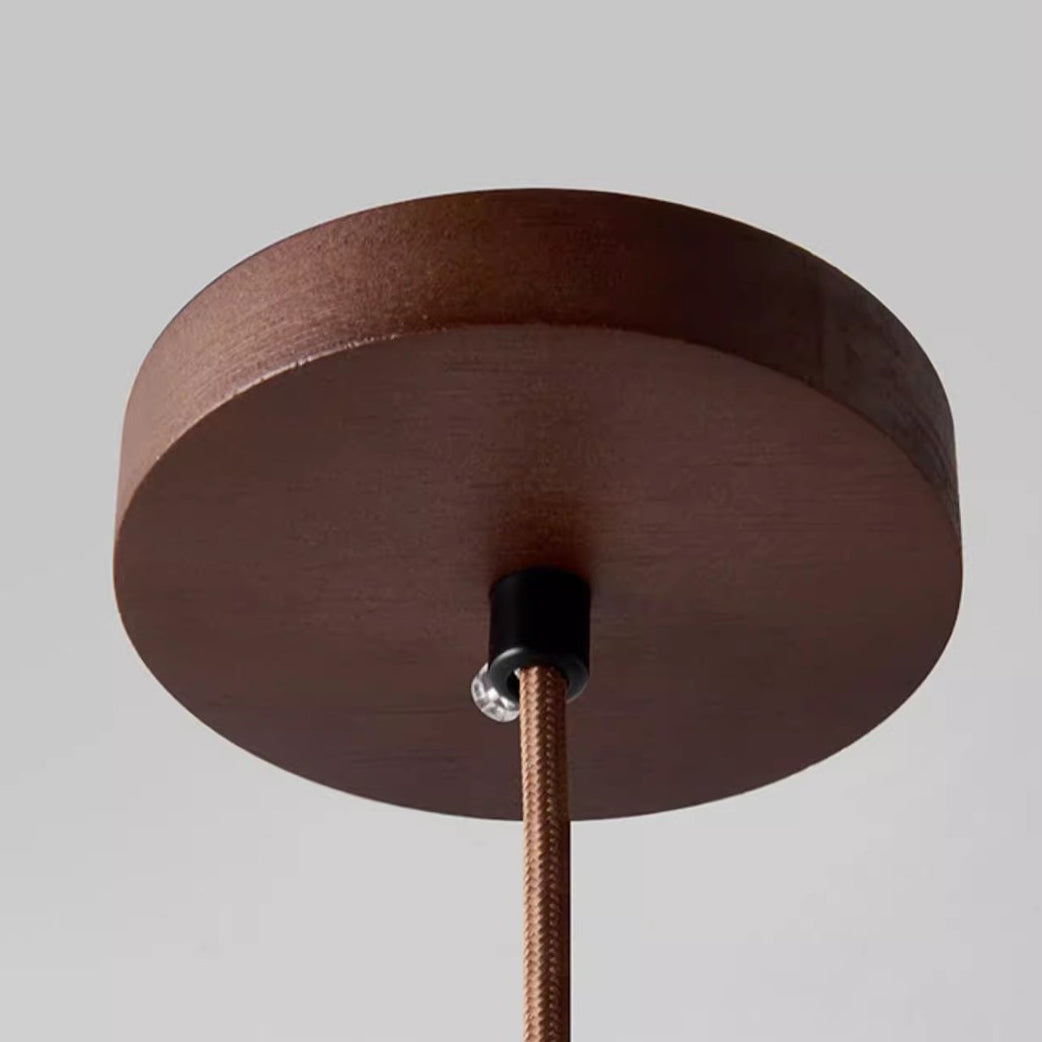 Suspension Luminaire 1 Lumière en Bois et Pierre Naturelle de Forme Bol Vintage Traditionnelle pour Chambre 