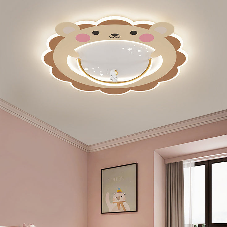 Moderne Art Deco Kinder Aluminium Acryl Pinguin Panda Löwe Schaf Runde LED Unterputz Deckenleuchte für Schlafzimmer 