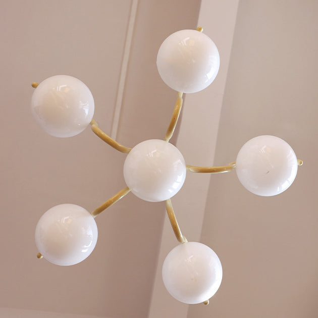 Lustre moderne minimaliste en verre et fer à 6 lumières pour salon 