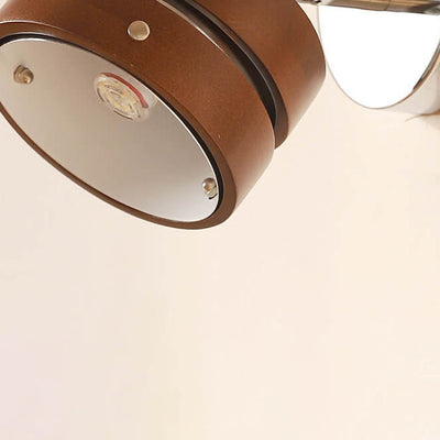 Applique murale japonaise rétro en fer noyer avec bras de lampe à 1 lumière 