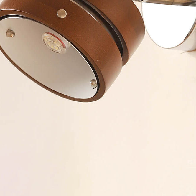 Applique murale japonaise rétro en fer noyer avec bras de lampe à 1 lumière 