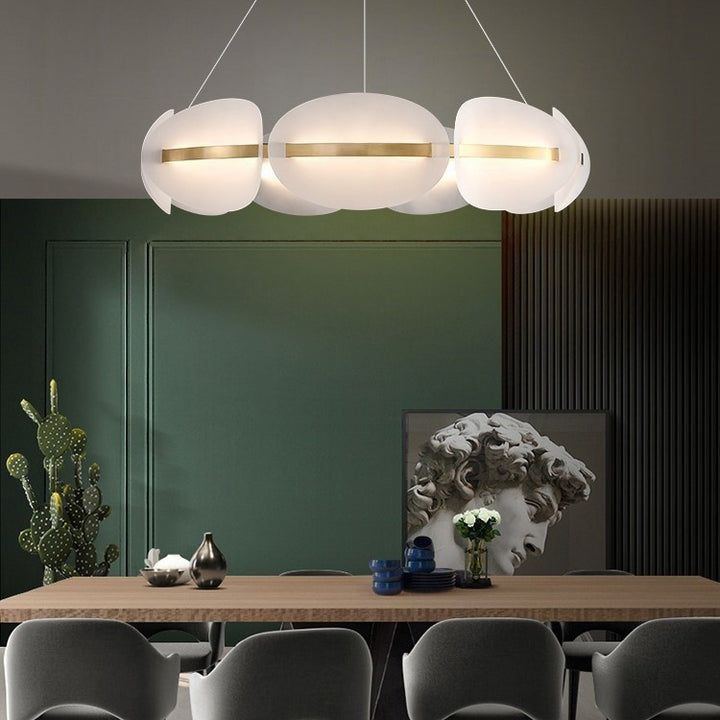 Lustre LED en fer acrylique rond minimaliste moderne pour chambre 