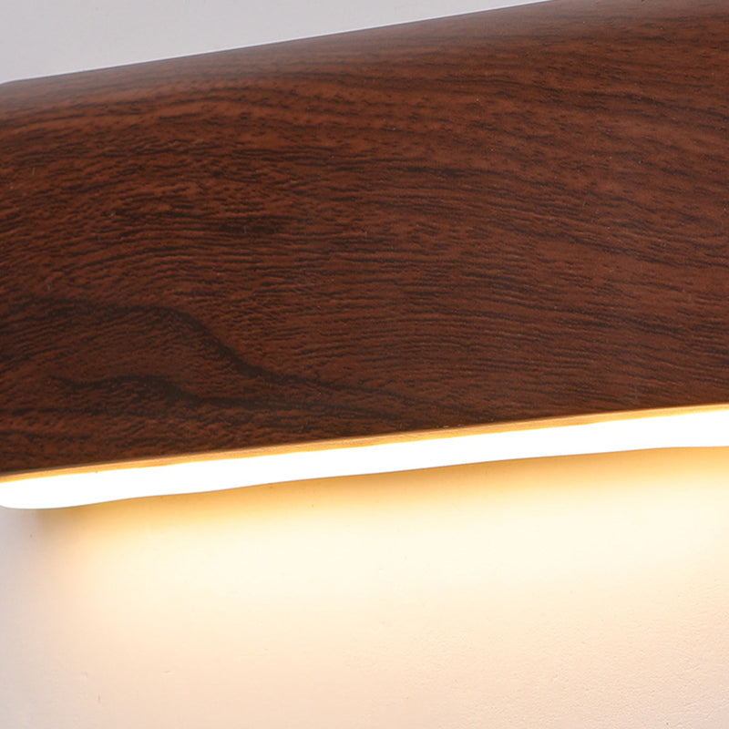 Applique murale LED avec abat-jour rectangulaire en aluminium imitation bois traditionnel japonais pour chambre 
