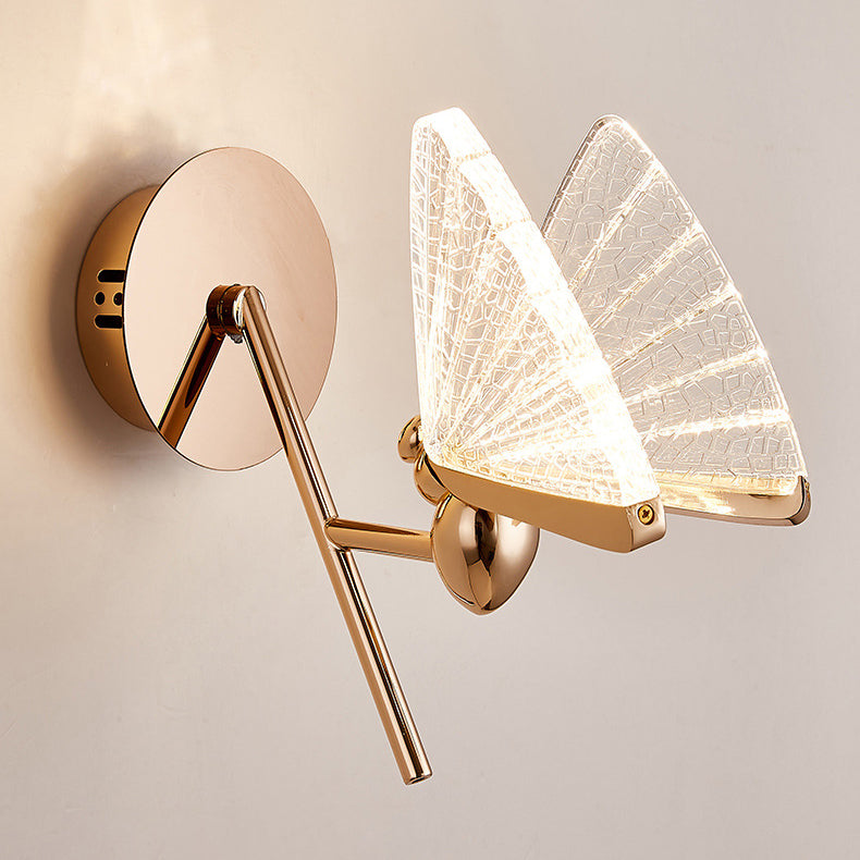 Applique murale LED en alliage de zinc Art Déco moderne en forme de papillon pour salon 