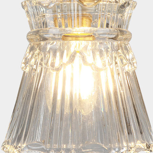 Applique murale 1-lumière en verre cuivré avec boule cylindrique fleur traditionnelle française pour chevet 