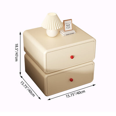 Table de chevet moderne minimaliste carré en bois massif céramique avec cuir anti-griffes pour chat, 2 tiroirs pour chambre 