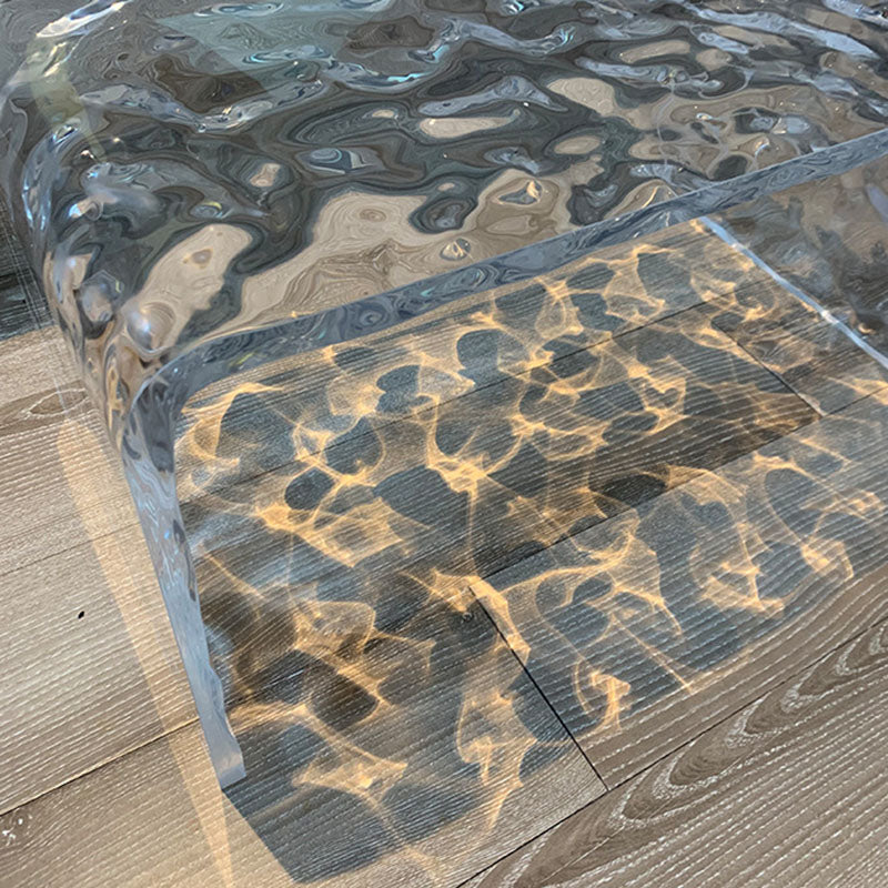 Zeitgenössischer nordischer quadratischer rechteckiger Ripple C-förmiger Beistelltisch eingebettet für das Wohnzimmer 