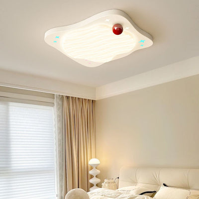 Plafonnier LED en forme d'œuf carré en fer PE pour enfants créatifs contemporains avec volants pour chambre 