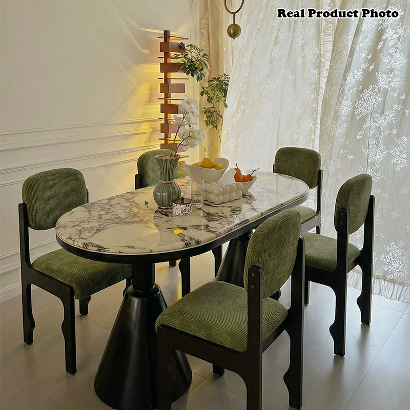 Traditional Vintage Rectangular Cushion Rubberwood Chenille Sponge Dining Chair Backrest For Dining Room