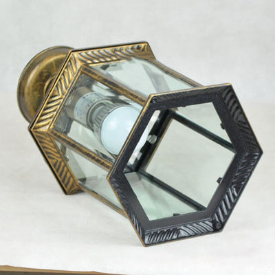 European Outdoor Hexagonal Lantern Waterproof 1-Light Semi-Flush Mount Ceiling Light