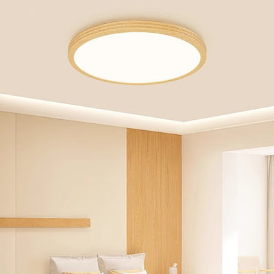Moderne minimalistische mehrschichtige runde Original-Holzmaserung Eisen Aluminium Acryl LED Unterputz-Deckenleuchte für Schlafzimmer 