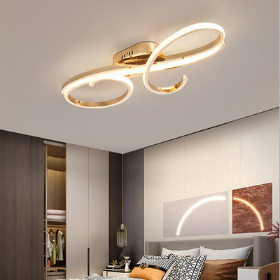 Moderne minimalistische gebogene Linie Eisen Aluminium Silikon LED Halbbündige Deckenleuchte für Wohnzimmer 