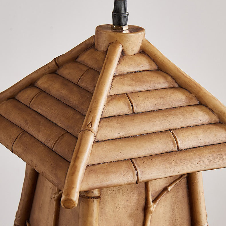 Traditioneller japanischer Harz-Eisen-Kupfer-Haus-Zylinder 1/3 Licht Insel-Licht-Kronleuchter für Esszimmer 
