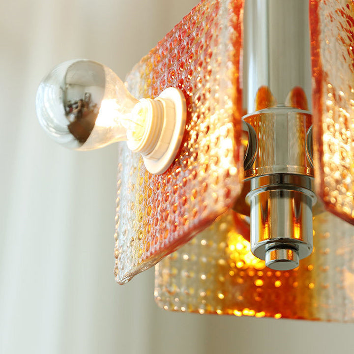 Moderne Mid-Century Dreieck Quadrat Hardware Glas 3-Licht Pendelleuchte für Wohnzimmer 