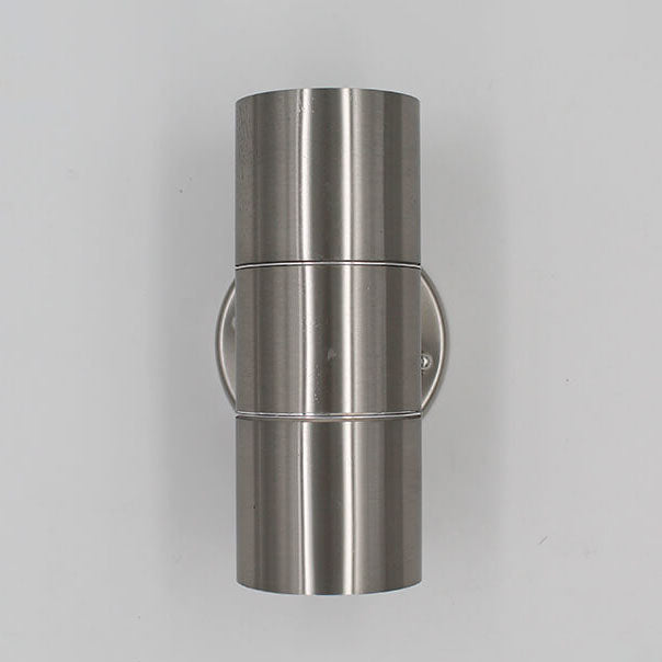 Modern Minimalist Stainless Steel Glass Cylinder 2-Light Wall Sconce Lamp For Hallway