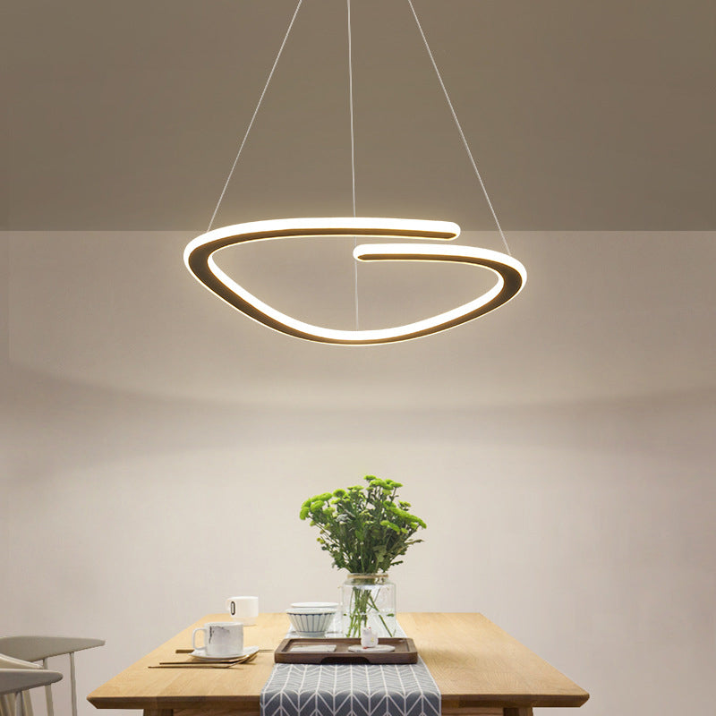 Moderne minimalistische Eisen Silica Runde Streifen LED Kronleuchter für Esszimmer 