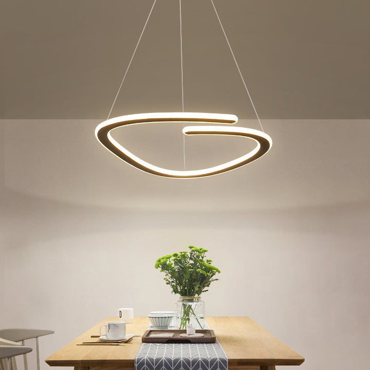 Moderne minimalistische Eisen Silica Runde Streifen LED Kronleuchter für Esszimmer 