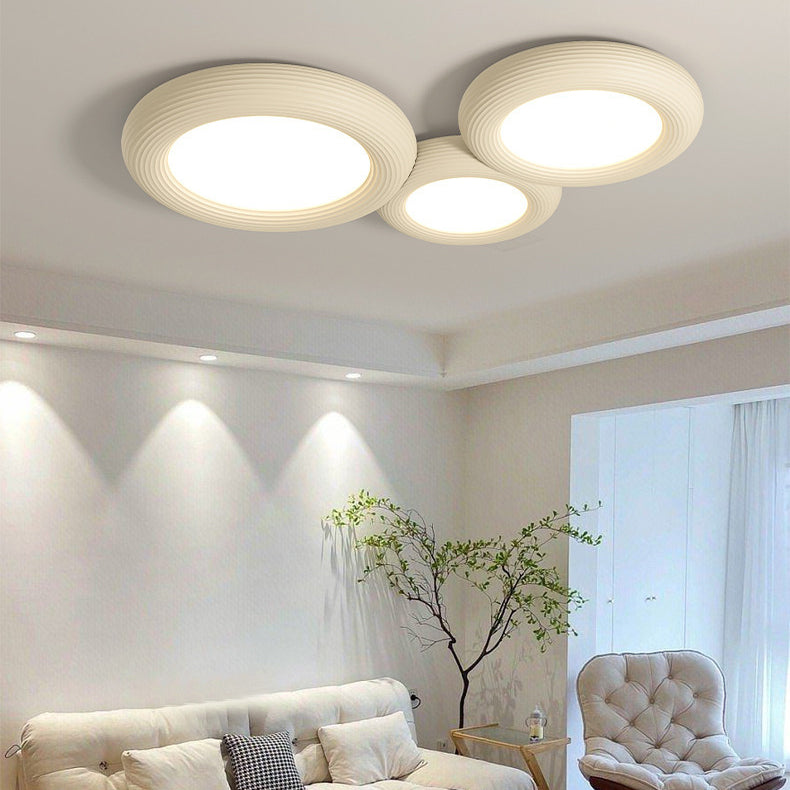 Moderne Einfachheit Eisen Harz Acryl Runde Donut LED Unterputz Deckenleuchte Für Wohnzimmer 