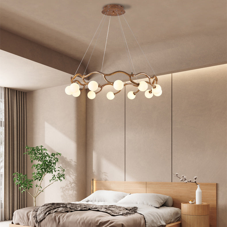 Zeitgenössische kreative runde Baum Zweig Hardware Glas 6/8/10/12 Licht Kronleuchter für Wohnzimmer 