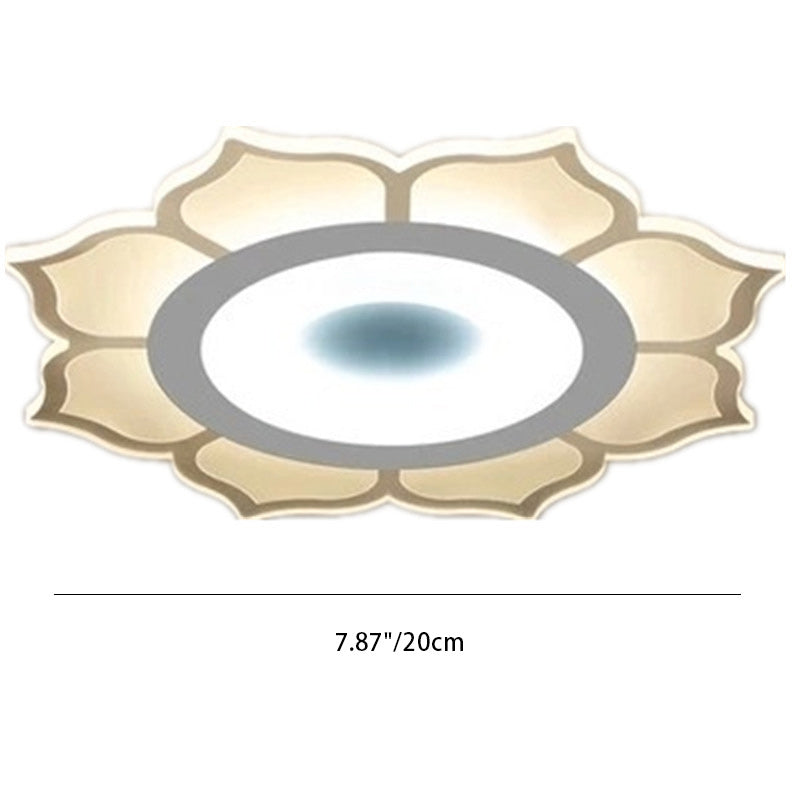 Plafonnier LED rond en fer et acrylique minimaliste moderne en forme de lotus pour chambre 