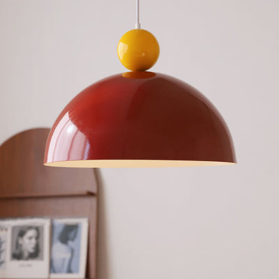 French Retro Semi-Circular Iron 1-Light Pendant Light