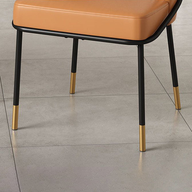 Contemporary Nordic PU Leather Fabric Iron Sponge Square Wraparound Dining Chair Backrest For Living Room