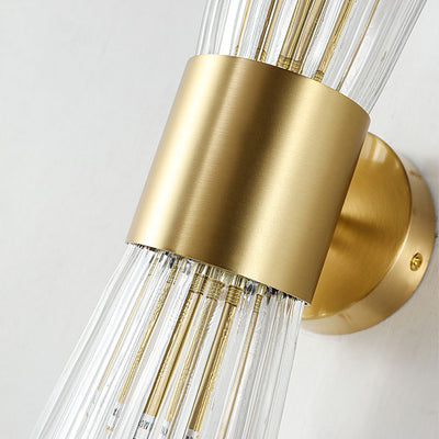 Lámpara de Aplique de Pared Contemporánea de Lujo con Cristal Acanalado Luminosa de 2 Luces para Dormitorio 