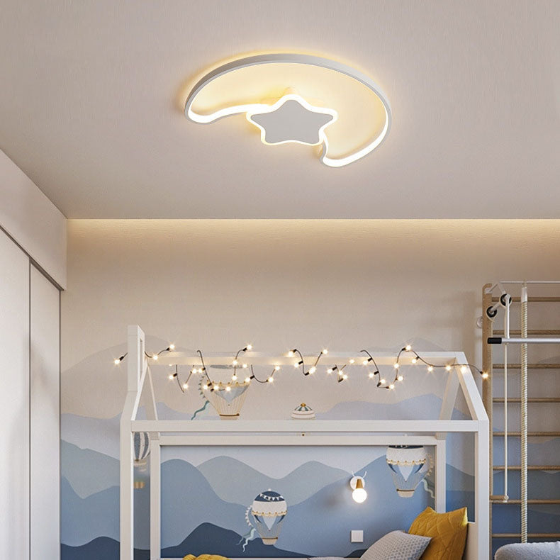 Zeitgenössische kreative Stern Mond Acryl Schatten Eisen LED Unterputz Deckenleuchte für Wohnzimmer 