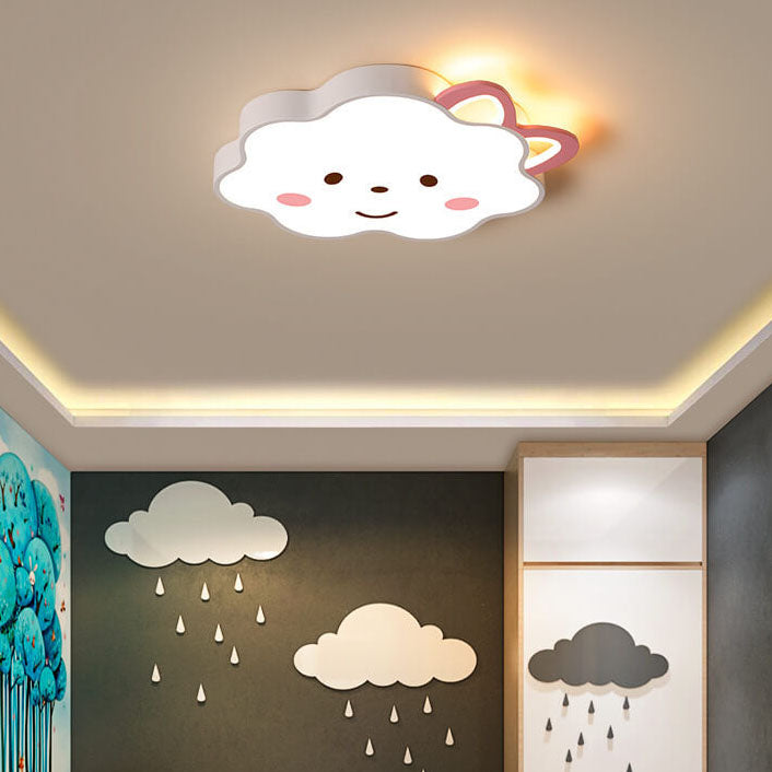 Cartoon Creative Clouds Cat LED Kids Flush Mount Ceiling Light