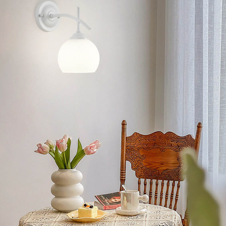 Modern Art Deco Round Glass Metal 1-Light Wall Sconce Lamp For Bedroom