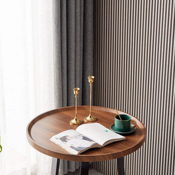 Contemporary Scandinavian Round MDF Iron End Table 2-Tier For Living Room