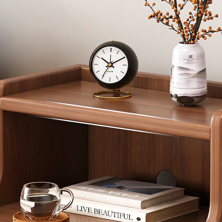 Table de nuit rectangulaire en bois traditionnel chinois avec panneau de densité à 2 tiroirs pour chambre à coucher 