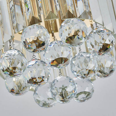 Modern Luxury Stainless Steel Dazzling Prismatic Crystal LED Flush Mount Ceiling Light For Hallway