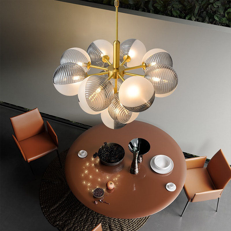 Zeitgenössische kreative Orb Traube Eisen Glas 1/5/13 Licht Kronleuchter für Wohnzimmer 